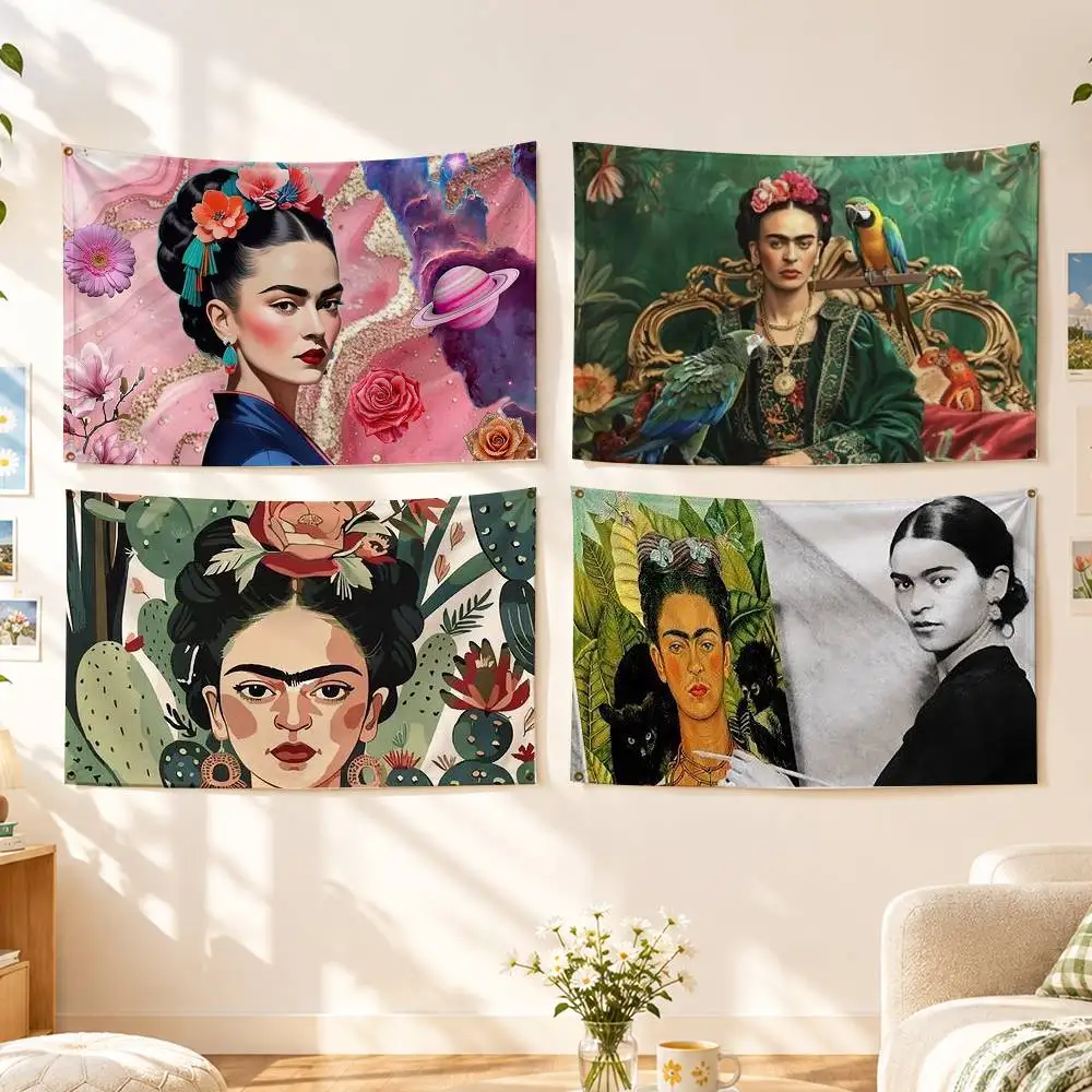 Art F-Frida Kahlo Flags Wall Hanging Background Art Banner for Bedroom Home Outdoor Decor