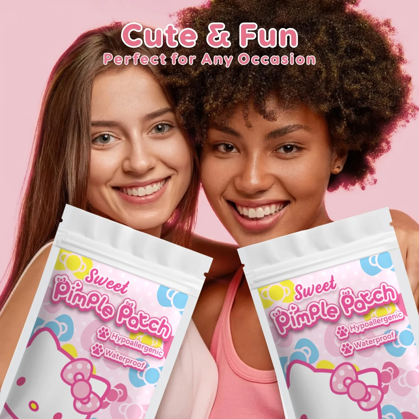 100 Adesivos de Acne Hello Kitty, para Cuidados Diários com a Pele e Disfarce de Maquiagem. Adesivos para acne em formato de desenho animado, convenie