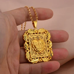 Dubai  24K Gold plated luxury Golden Islam Allah Pendant Necklace For Women Girls Men