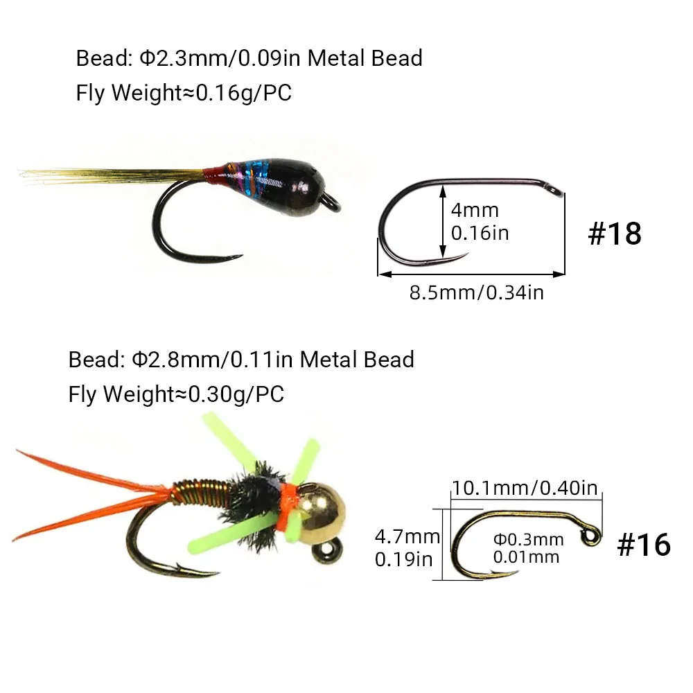 euro fishing best bait and hook Region Tungsten Bead Hot Spot Pheasant Tail Jig Fly - Nymph Vees Barb ICERIO 19PCS/Box #16#18 Metal Bead