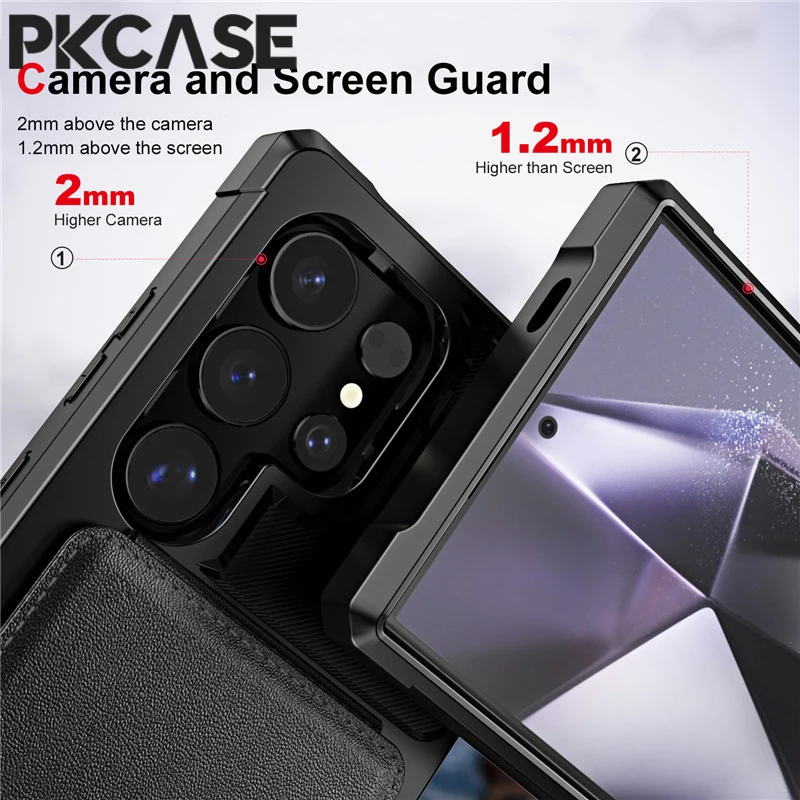 PKCASE فتحة للبطاقات العمودية محفظة الهاتف حقيبة لهاتف سامسونج S25 Edge S24 S23 FE Plus S22 Ultra A56 A36 A26 A16 A55 A35 A25 A15 غطاء