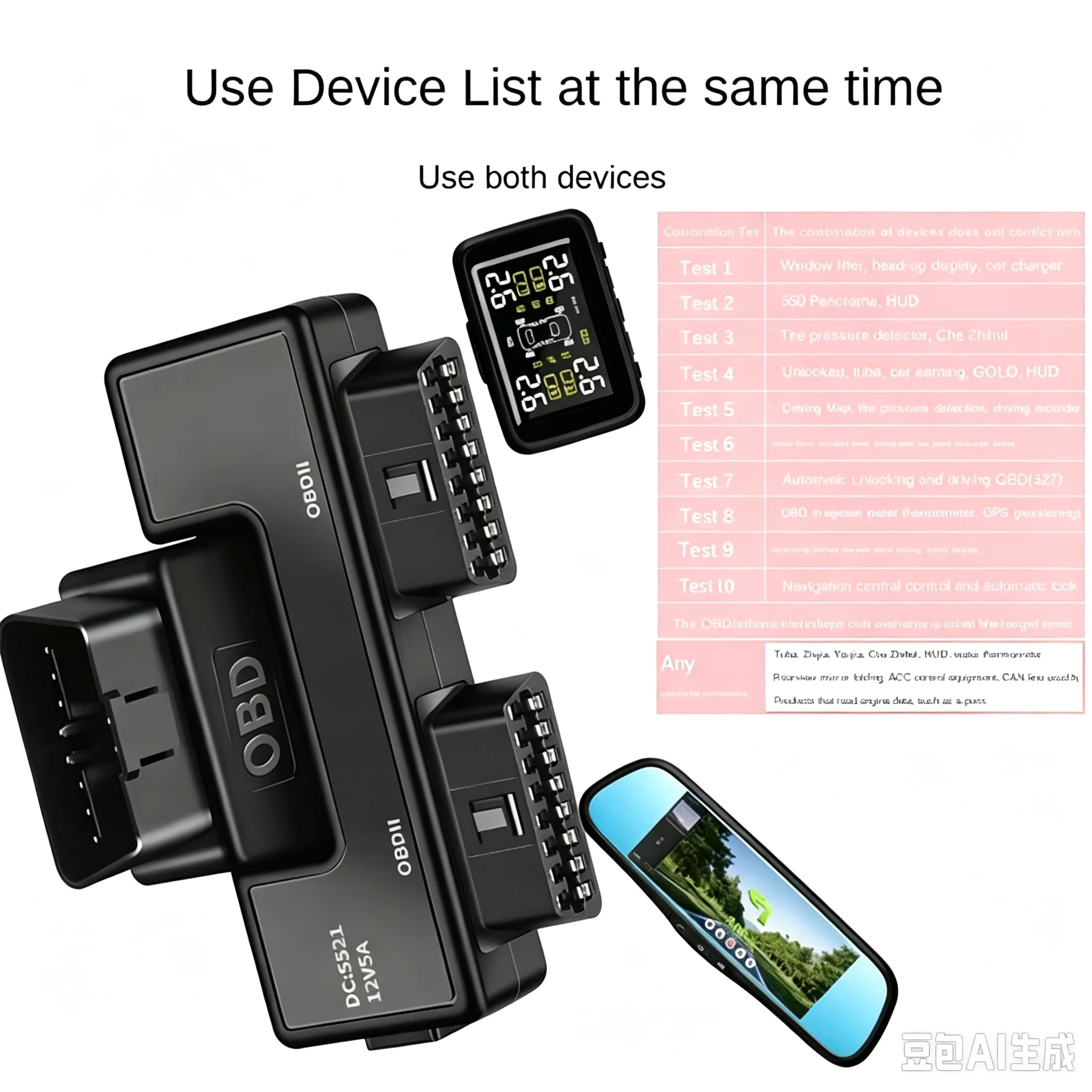 OBD2 One Divided Into Two Adaptor Wire 16 Pin 16 Core OBD Expansion Cable Connector Adapter Cable Universal with Dc5521 Car Tool