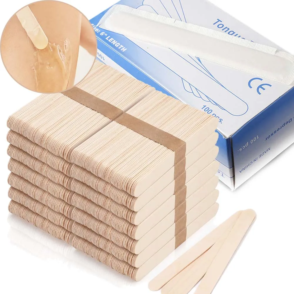 

100/50/30/5 шт. деревянная палочка для татуировки, воск, депрессор языка, одноразовая стерилизация, индивидуальная упаковочная палочка для крема, принадлежности для татуировок