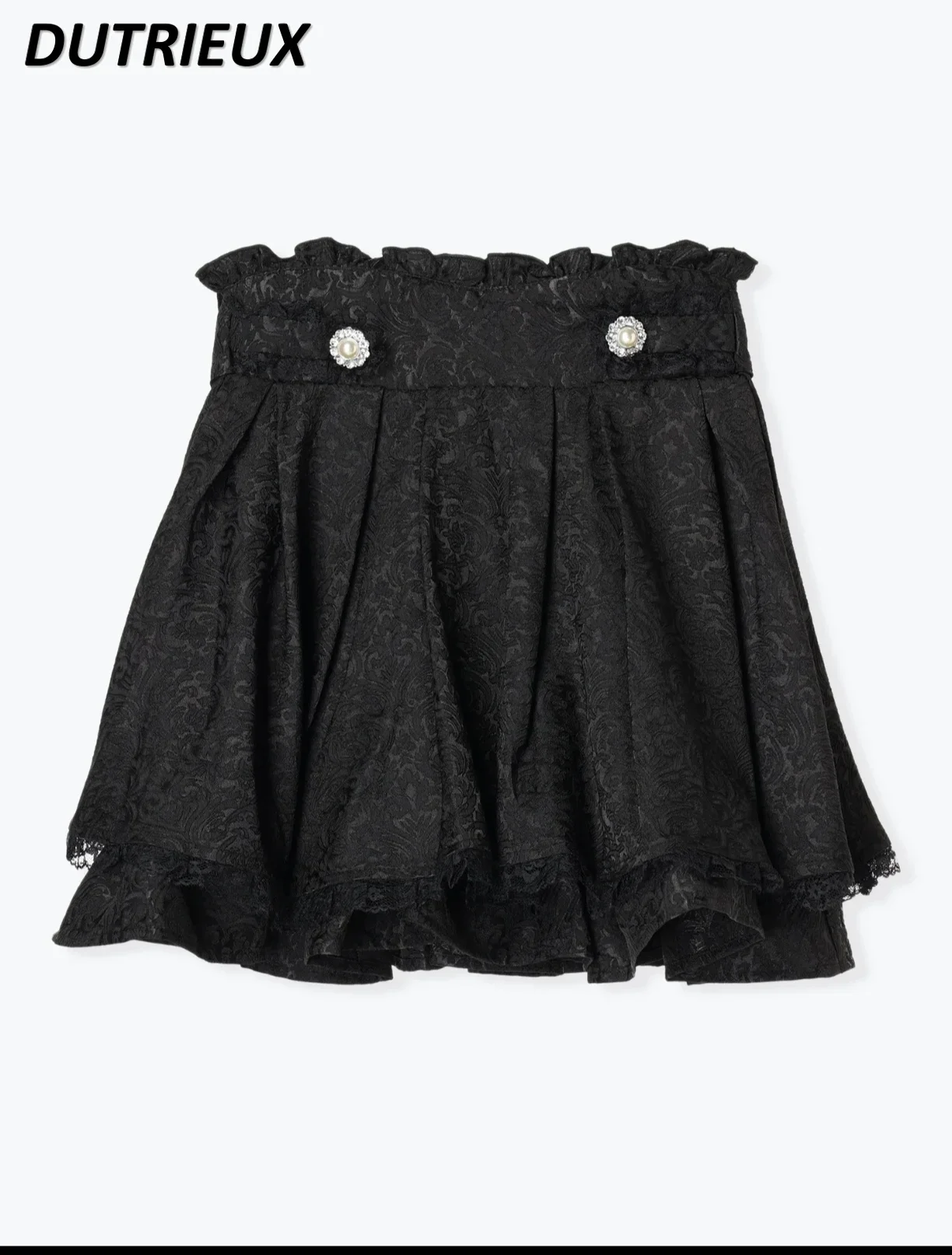 

Summer High Waist Casual Skirt for Lady Fashion Solid Color Lolita Japanese Style Loose Simple Elegant Women's Short Skirts