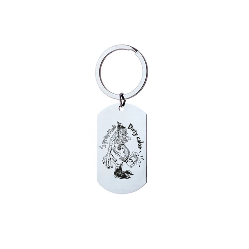 New foreign trade Rat Fink legend keychain necklace RAT FINK stainless steel military key ring pendant