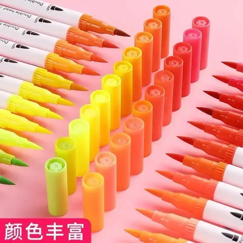 48/60/80/100 Double-head Marker Pen Marker Pen Set Comic Art Brush Sketch Drawing School Supplies Stationery