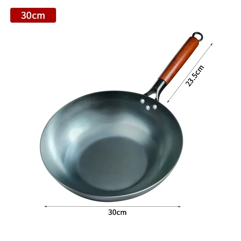 

Flat Bottom Wok Pan 13.5; Woks and Stir Fry Pans Blue iron Cookware Traditional Chinese Cookware for Electric Induction Cooktops