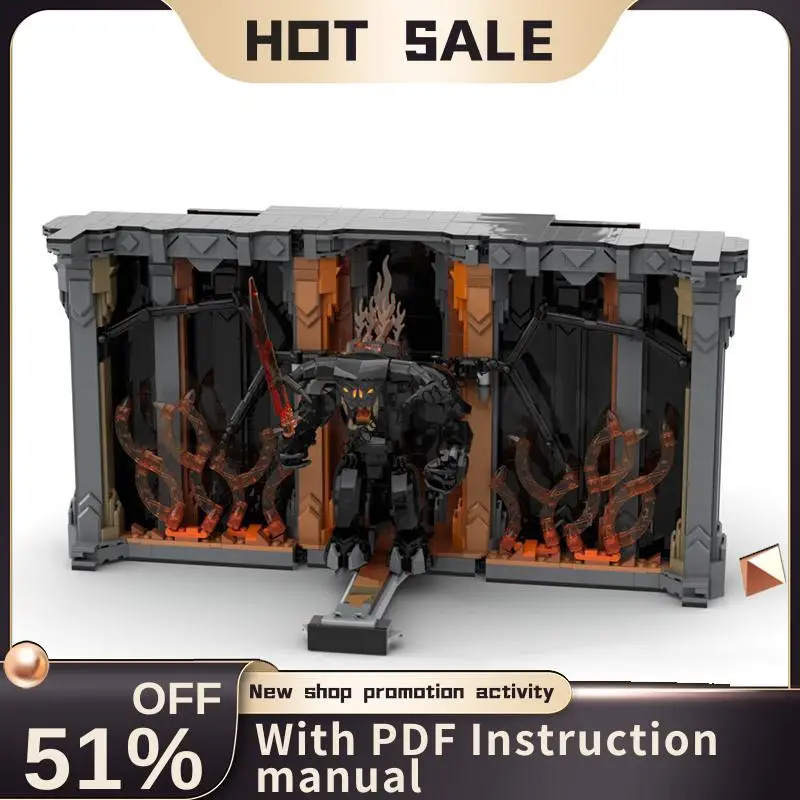 

Новинка, 2779 шт., знаменитая серия фильмов «Кольца», Moc Balroged Book Nook, модель, пазлы на заказ, креативные идеи «сделай сам», детские игрушки, подарки на день рождения