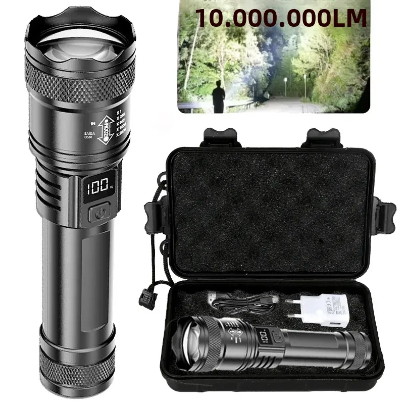 Lanterna led ultra brilhante p50 de 2000lm, tática edc, holofote de emergência, zoom telescópico, tocha portátil com bateria 14500/18650