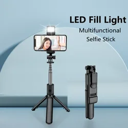 New 3 In 1 Wireless Selfie Tripod With Fill Light Bluetooth Shutter Remote Control Portable Foldable Monopod For Smart Phone
