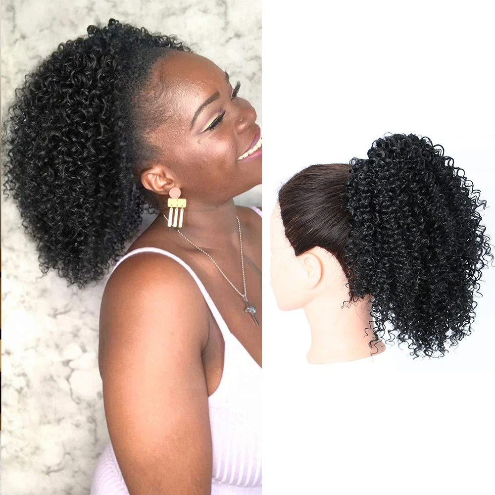 10inch African curly ponytail with drawstring kinky curly short hair wig Ponytail for black women