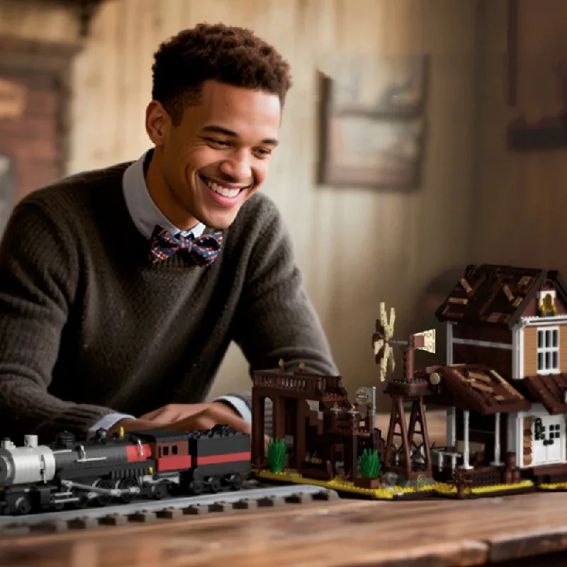 3885 قطعة محطة السكك الحديدية الغربية منزل المباني مجموعات مدينة العمارة وحدات بنة التجمع أطقم منمذجة الكبار هدية عيد الميلاد #3