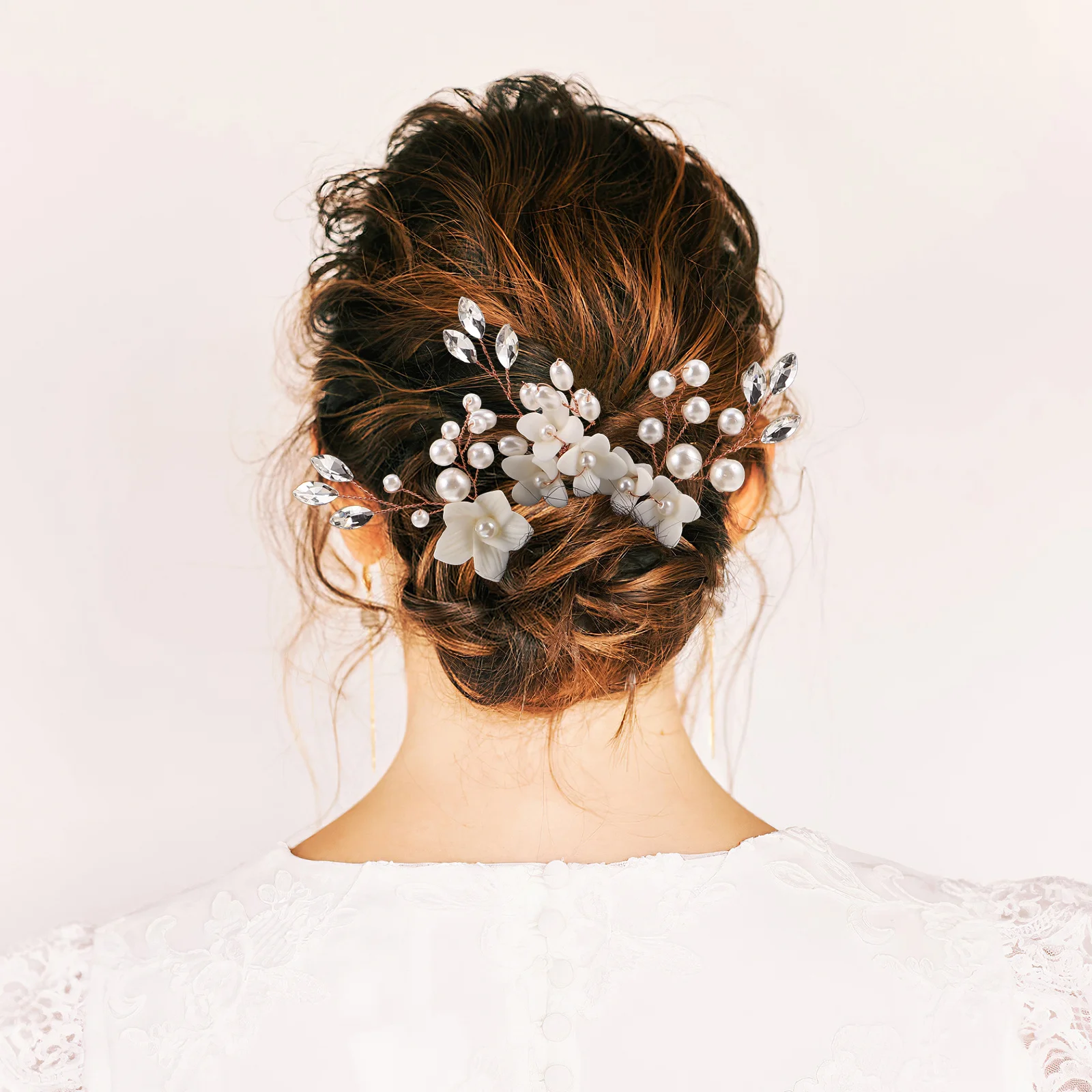 

3Pcs Bridal Hair Pins Elegant Rose Gold Rhinestone Wedding Hair Accessories Flower U Shaped Hairclips Bride Bridesmaids Prom