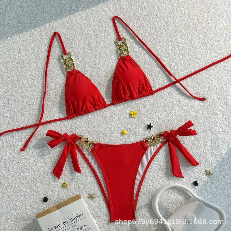 Swimming Suit for Women Bikini Swimsuit European and American New Fashion Split Bikini Sexy Three-Point Two-Piece Swimsuit