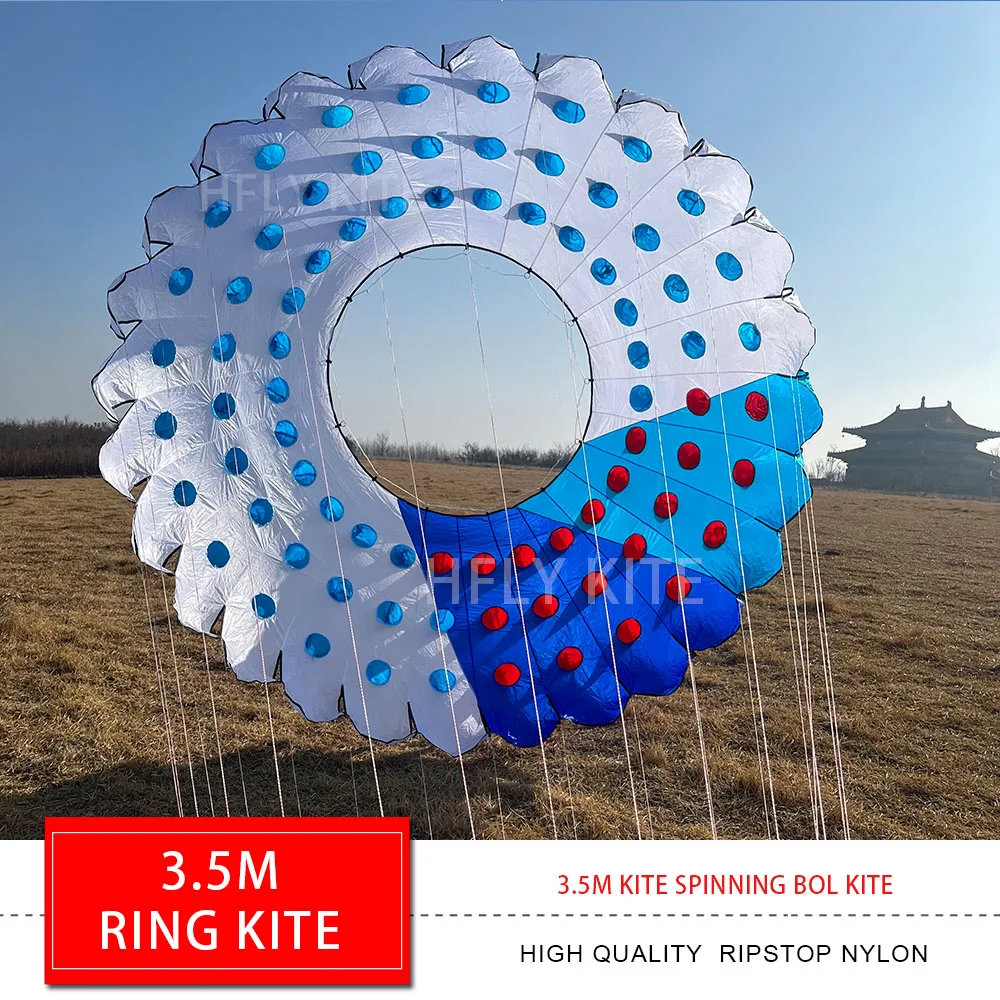 New Arrival Soft Inflatable 3.5m Ring Kite with Spikes for Adults High Quality Nylon Spinning Bol Kite Spinner
