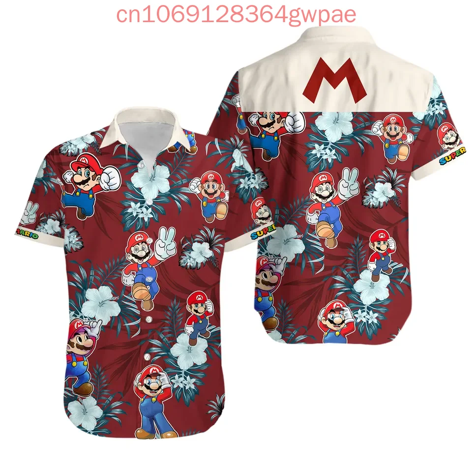 Super Mario Bowser Hawaiihemd Herren Damen Kinder Kurzarmshirt Sommer Casual Urlaub Strandhemd Mode Streetwear