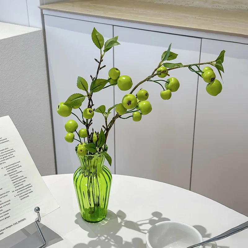 

Green Glass Vase Mini Hydroponic Flower Vase Dried Flower Storage Bottle Flower Arrangement Home Office Decor