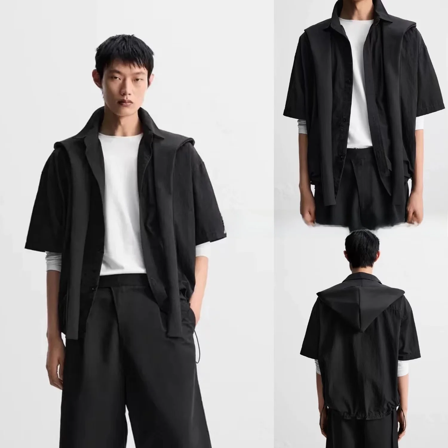 

New 2025 Summer Men's Casual Loose Lightweight Tech Fabric ort Sve irt Versatile Comfortable Youth Faion Summer irt