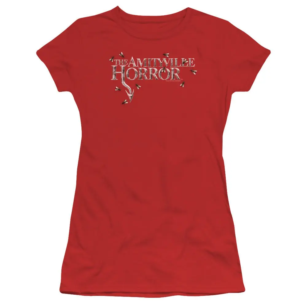 The Amityville Horror Flies Logo Juniors And Women Red T Shirt