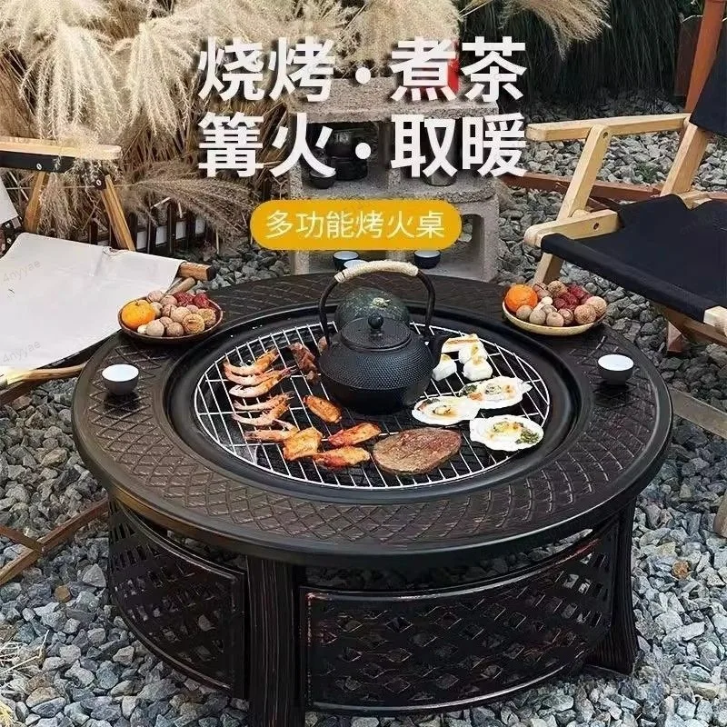 Charcoal Brazier Stove for Tea Brewing and BBQ Portable Fire Pit Grill for Courtyard Outdoor Garden Heating