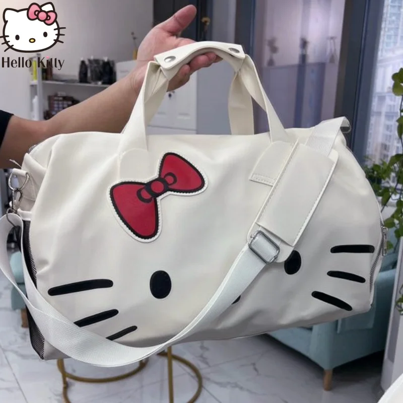 Miniso Large Capacity Travel Carry On Luggage Designer Bags Luxury Cute Hello Kitty Waterproof Duffle Fashion Diagonal Span Bag