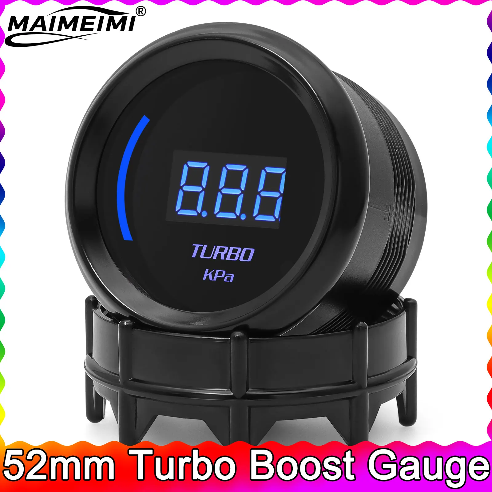 

Датчик турбонаддува 52 мм с синим окружающим освещением -1-3 Kpa Boost Gauge + датчик наддува Автомобильные аксессуары