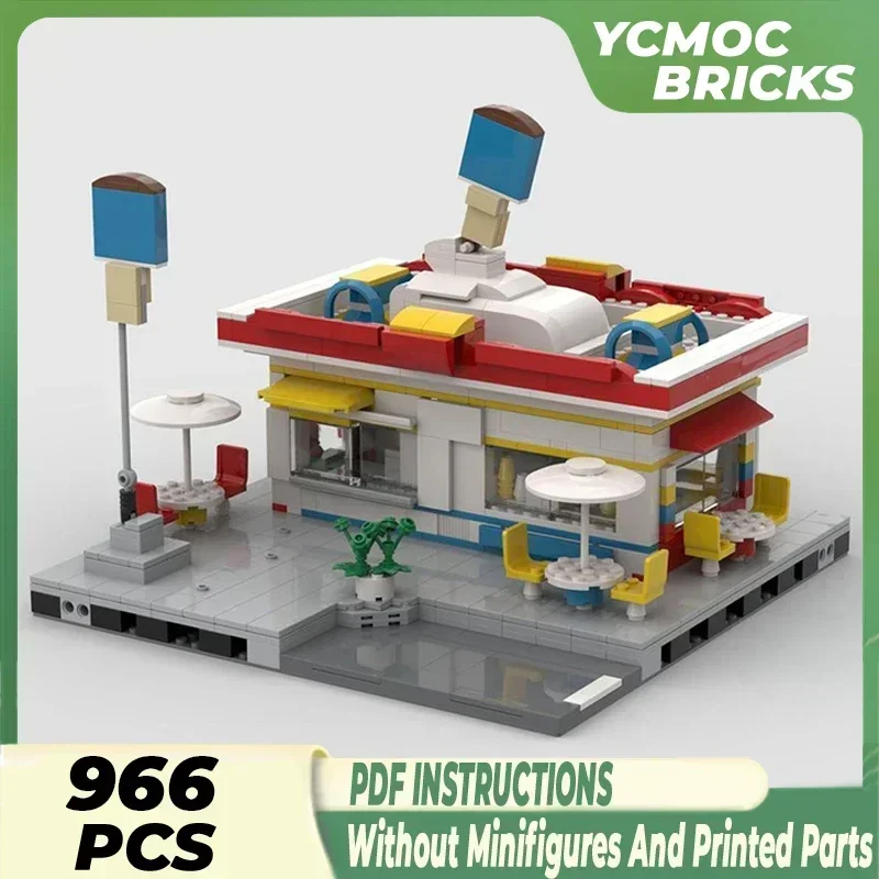 

Moc Building Bricks City Street View Model Modular Ice Cream Shop Technology Blocks Gifts Christmas Toys DIY Sets Assembly