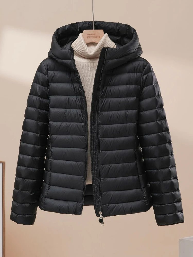 Autumn and Winter New Down Jacket for Women Loose Lightweight Short Hooded Pork Rib Warm Jacket