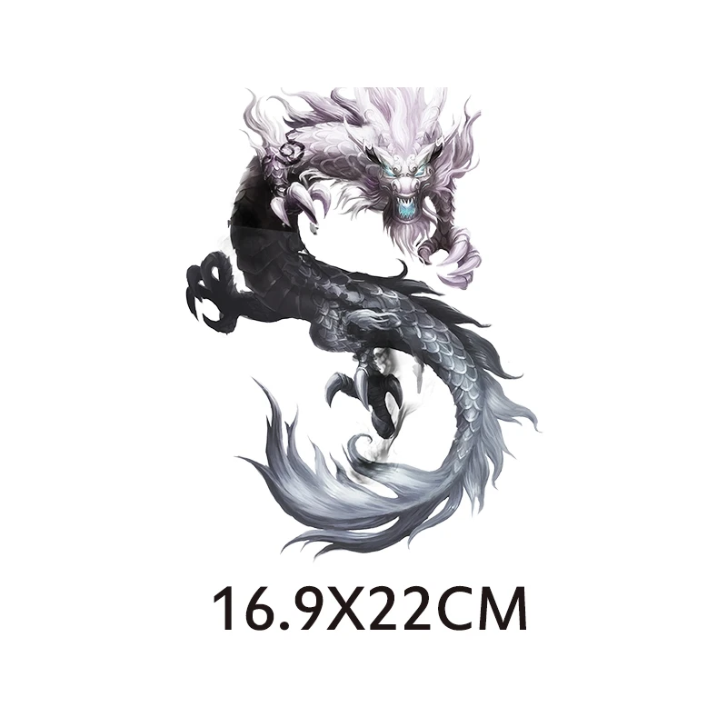 DIY Fashion Heat Transfer Vinyl Sticker Flame Dragon Patches For Clothes Applique Iron On Transfer On T-Shirt Printing