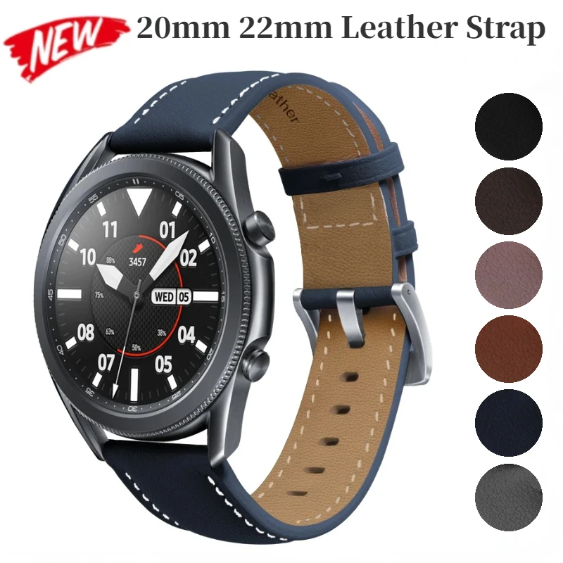 Leather Band for Samsung Watch 3/Active2 Huawei Watch GT4/Amazfit GTR Braided Wire for Samsung Watch 3 46mm Replacement Strap