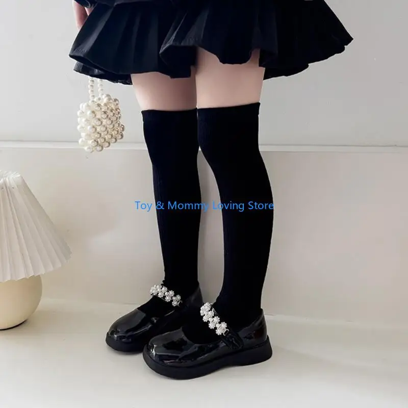 Y1QF 1 زوج أرجل الطفل دافئة عصرية فوق جوارب الركبة للأطفال جوارب طويلة أنبوبية صلبة للمدرسة والأنشطة الخارجية