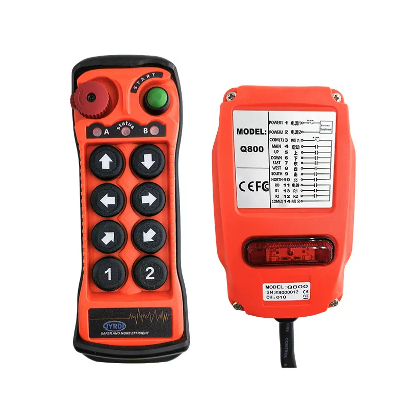 New Q800 8 Keys Single Speed Industrial Wireless Radio Crane Remote Control Switches Hoist Track Crane Lift Controller