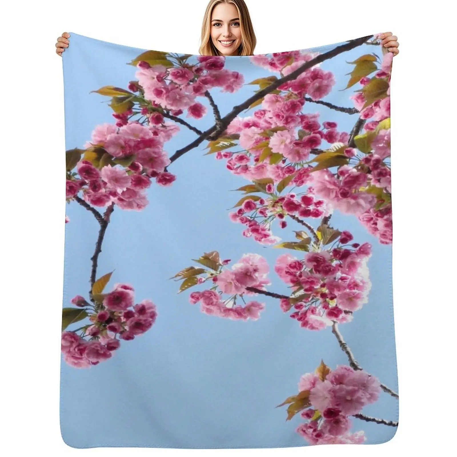 

pink flowers ( cherry blossum) Throw Blanket Large Beautifuls Furrys funny gift Blankets