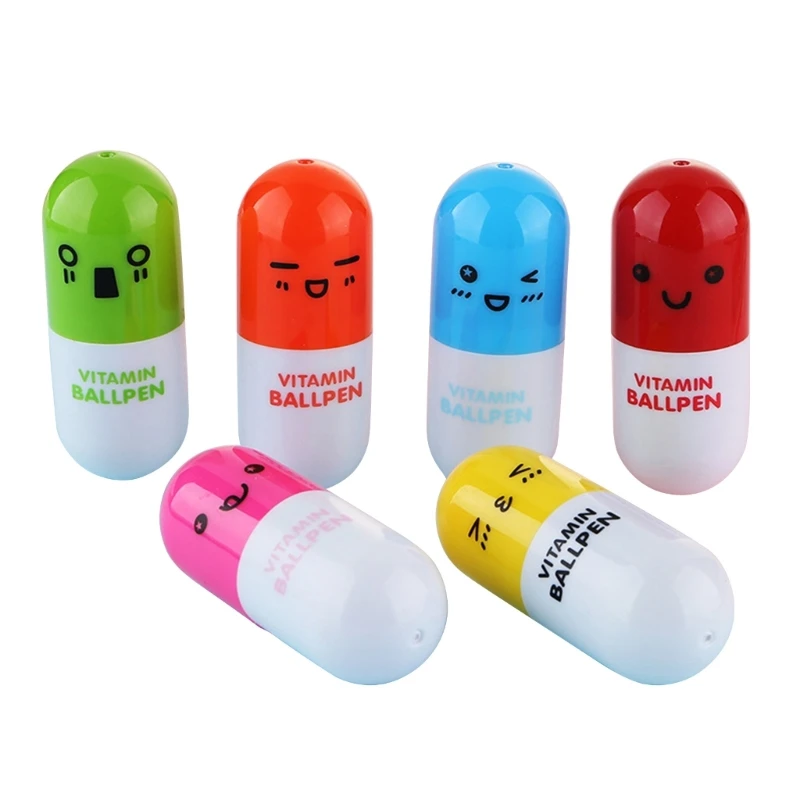 Pill Shaped Smiling Ballpoint Pens in Pill Shape - Fun and Functional Writing Tools for Office and School Everyday Use