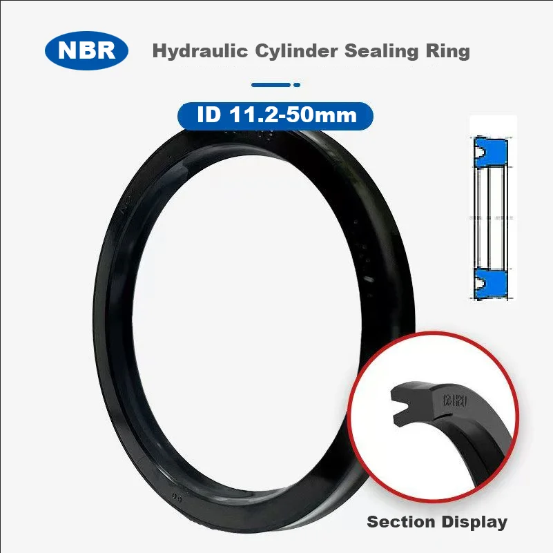 10Pcs ID 11.2/12/12.5/14/16-50mm Nitrile Rubber Hydraulic Cylinder Sealing Ring UN/USD/U/Y-Shaped Shaft Hole NBR Oil Seal Gasket