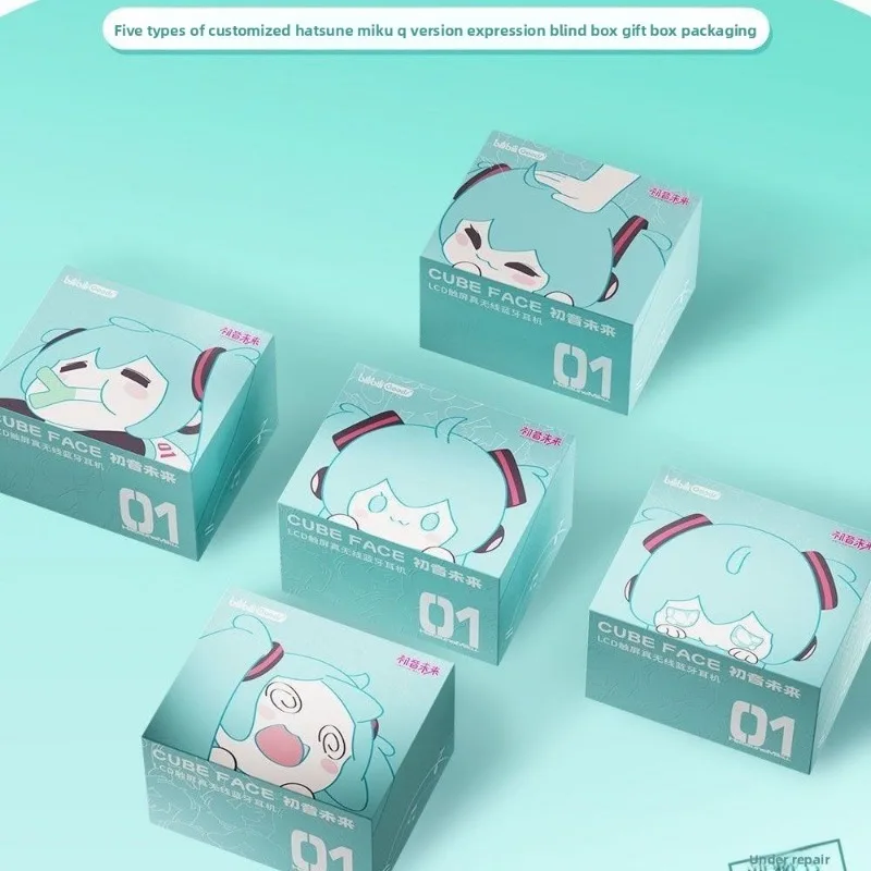 Słuchawki bezprzewodowe Bluetooth Kawaii Hatsune Miku Cartoon z małym ekranem dotykowym, miękkie etui w zestawie, super urocze akcesoria, uroczy prezent.