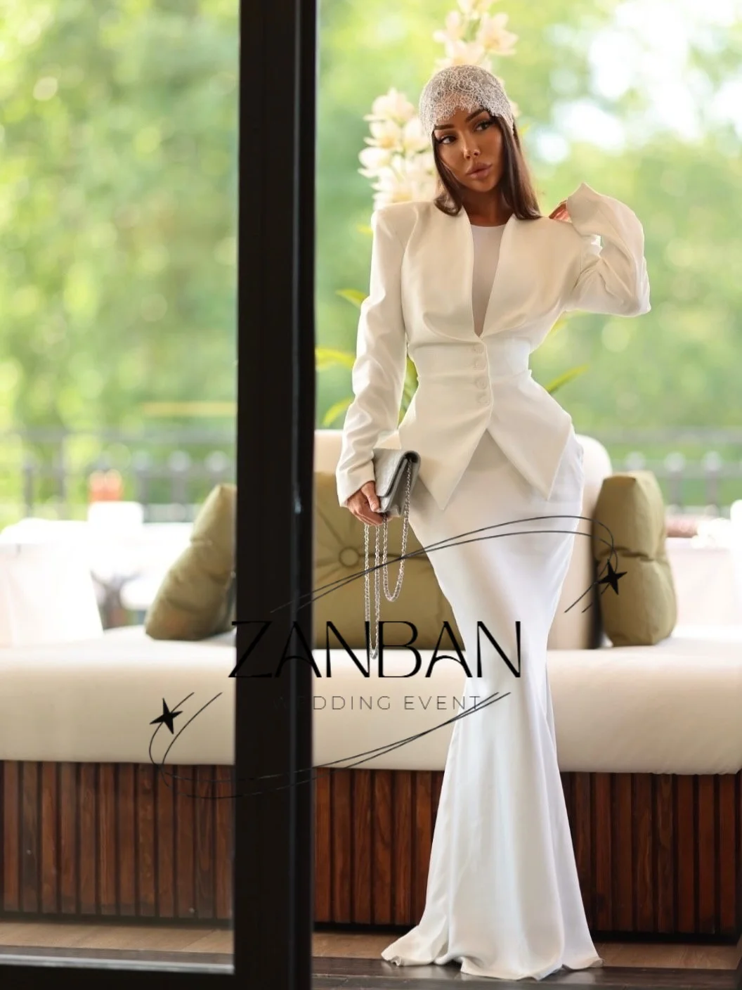 ZanBan 2027 Customized Mermaid Long Sleeves Prom Dresses Two Pieces V Neck Floor Length Pleated Party Dresses Evening Dresses