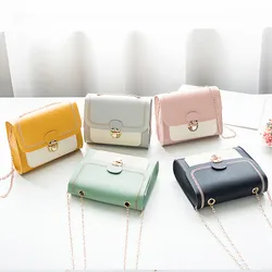 Fashion Stitching Women Shoulder Crossbody Bag Chain PU Leather Ladies Messenger Bag Female Small Square Bag Clutch Bags Handbag