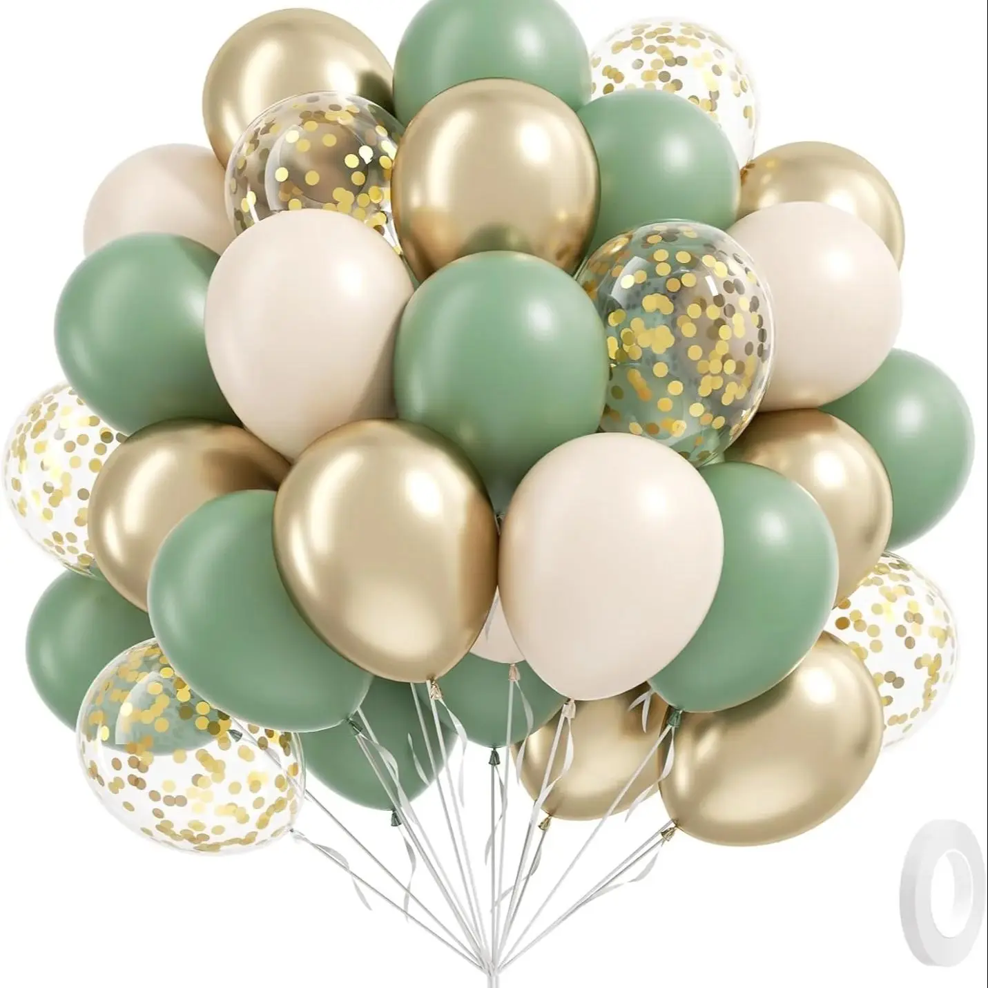 60 stuks saliegroen zand wit metallic goud confetti ballonnen voor boho verjaardag bruiloft bruids baby shower engagement party decor - afbeelding 2