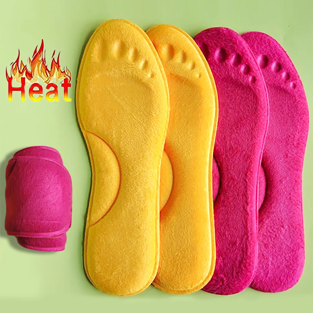 

4Pcs Self Heated Thermal Insoles for Feet Winter Warm Thick Plush Fleece Lined Shoe Inserts Memory Foam Self-heating Shoes Pads