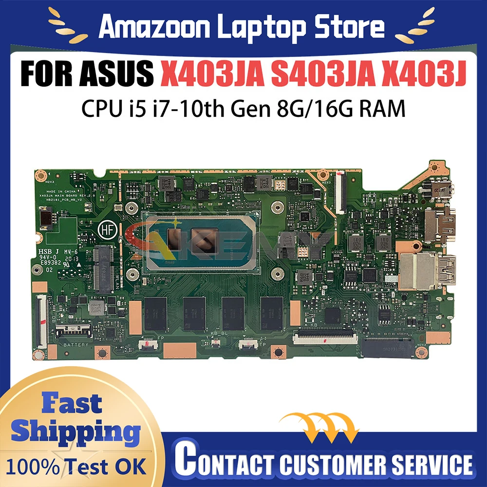 

For ASUS VivoBook 14 X403J S403JA Laptop Motherboard X403JA i5-1035G1 CPU 8GB-RAM Notebook Mainboard 100% Tested OK