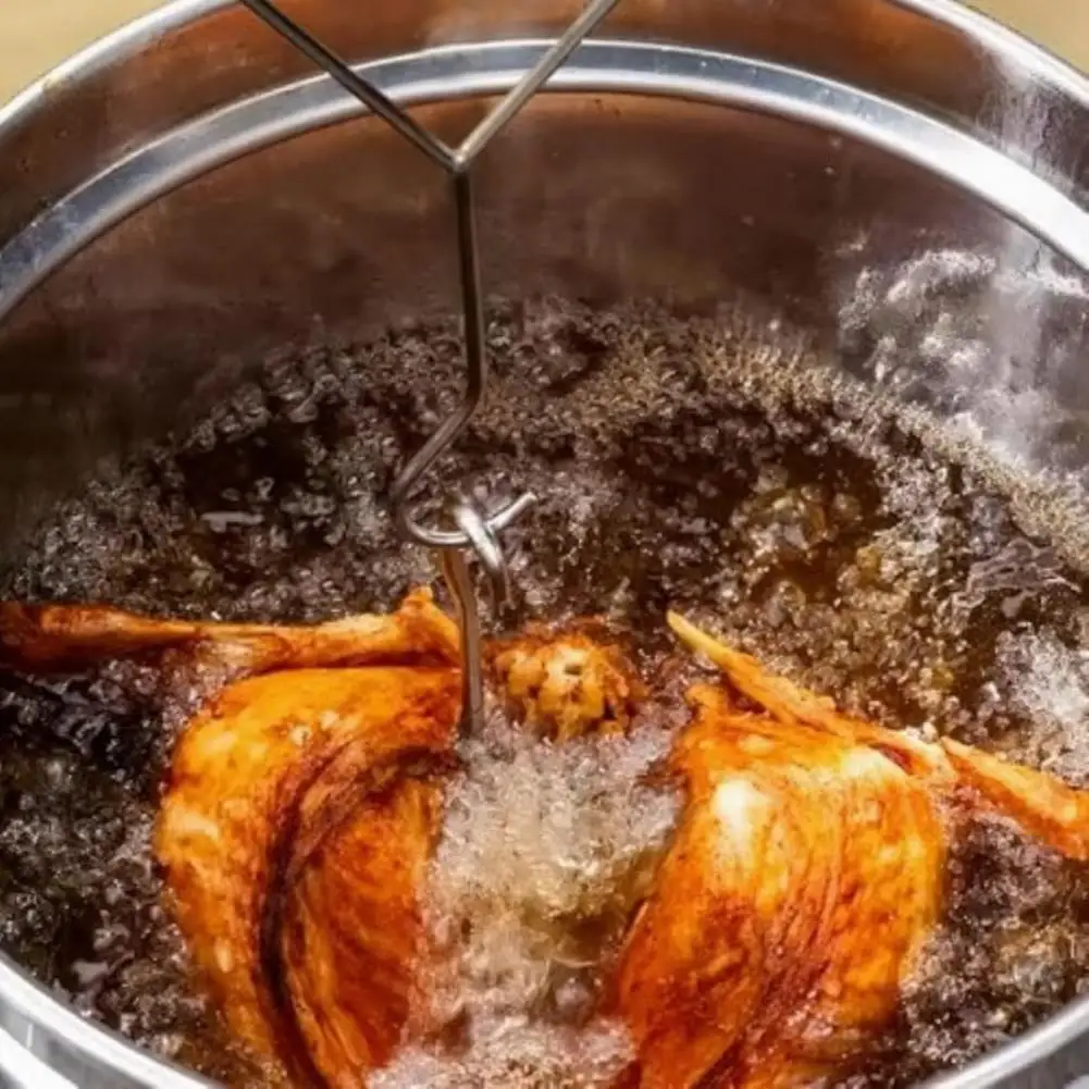 

Easy Clean Frying Stand Stainless Steel Frying Rack Turkey Roasting Rack Stainless Steel Foldable Hanging Chicken Holder for Bbq