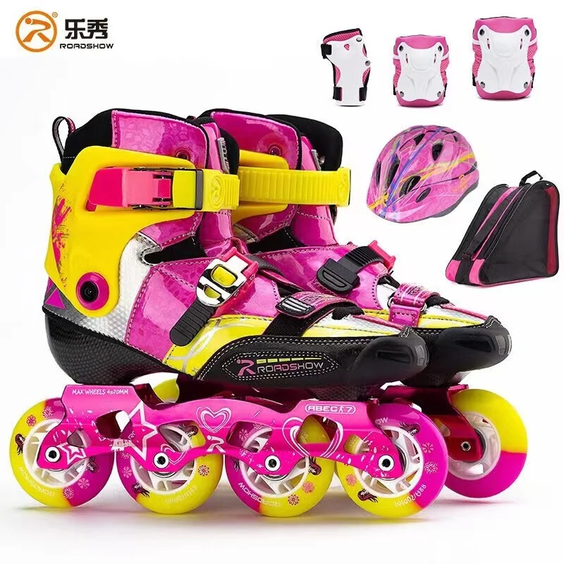 

Lexiu RX3CC Roller Skates Children's Unisex Flat Shoes Patines Full Set Protection Adjustable Inline Skating Sneakers