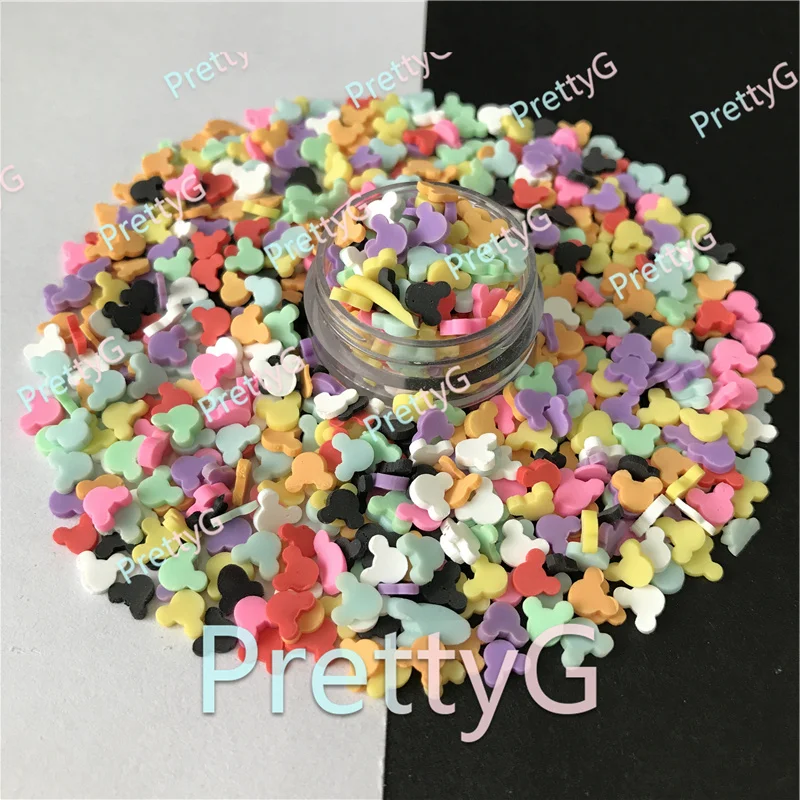 PrettyG 1 Box  Mickey head Color Mixes Supplies Polymer Soft Clay DIY Decoration for Resin Nail Art Crafts Slime Cake Dessert