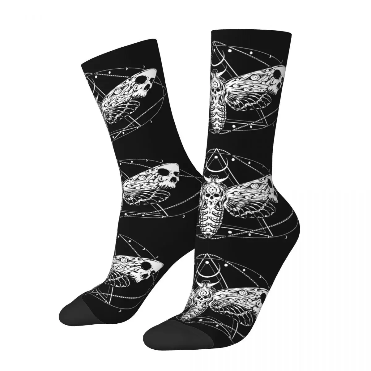 Hip-hop Surreal Death Moth Basketball Socks Silence of the Lambs Gothic Goth Polyester Long Socks for Unisex Non-slip