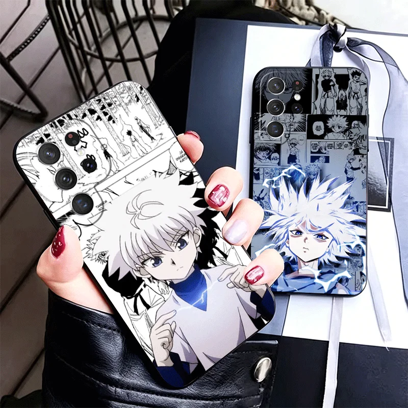 Hunter X-Hunters Killua Soft Phone Case for Samsung Galaxy S26 S25 Edge S24 Ultra S23 Plus S22 S21 FE S20 Black Cover Back Shell view 3