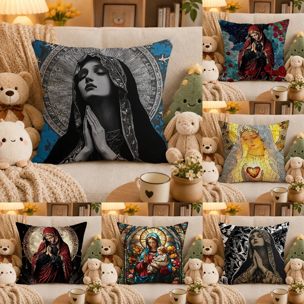 Virgin Mary Pillow Case Plush Pillow Cases Home Decoration Pillow Cover for Sofa Bed Chair Living Room
