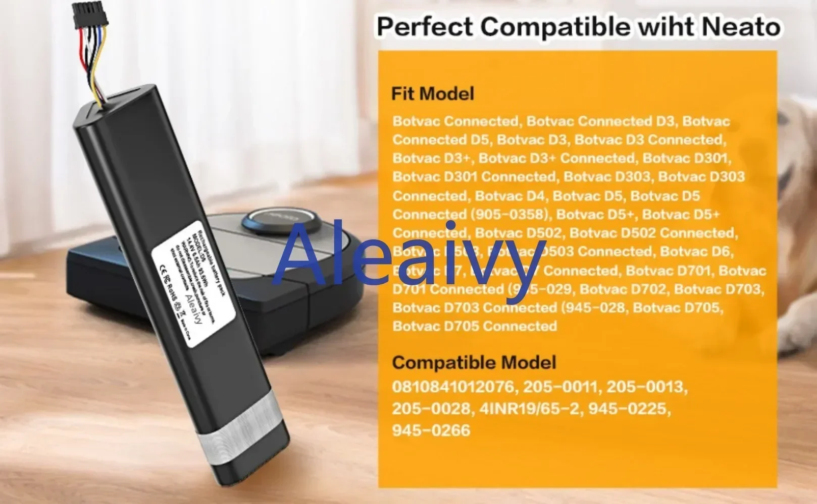 Batterie pour aspirateurs Neato, 14.4V, 6500mAh, D8, D9, D10,945-0356,945-0373,905-0596, D3, D4, D5, D6, D7, 945-0225,205-0011
