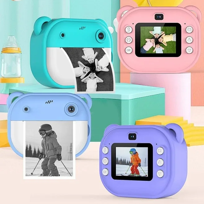 Kids Digital Cameras Instant Print Cameras Toys for Kids Instant photo Y600 24MP HD 1080P Video with 2Rolls Print Paper Camera