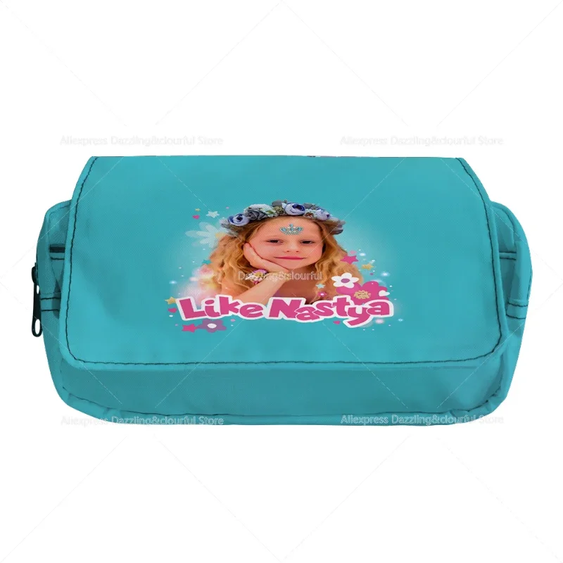 Like Nastya Pencil Case Double Layer Large Capacity Pencil Bag Cute Girls Back to School Stationery Supplies Schools & Offices